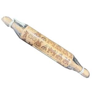 NEW Disney World EMBOSSING ROLLING PIN MICKEY MOUSE WOODEN ENGRAVED DOUGH CRAFT